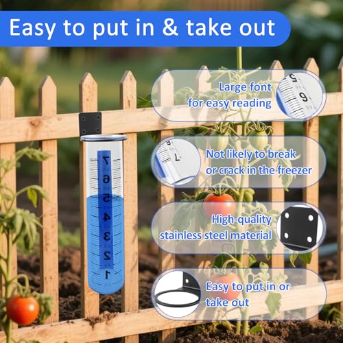TBWHL 7" Outdoor Rain Gauge with Stainless Steel Bracket for Garden Yard - color: Black