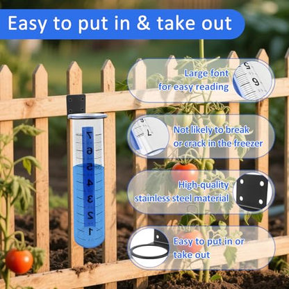 TBWHL 7" Outdoor Rain Gauge with Stainless Steel Bracket for Garden Yard - color: Black