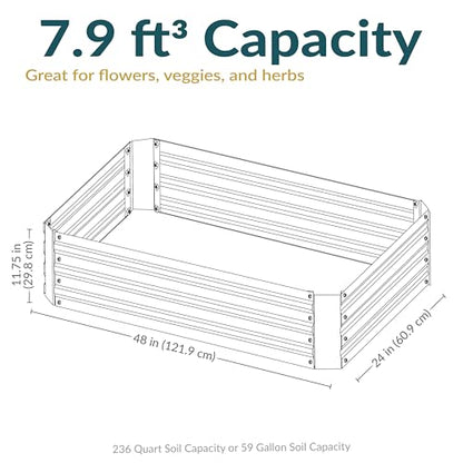 Sunnydaze Galvanized Raised Garden Bed, Rectangle, 4x2x1 ft, Silver - color: Silver