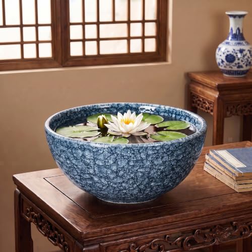 Bowl Planter, 12 Inch Ceramic Succulent Planters, Scale Blue - color: Scale Blue-1, size: 12 Inch