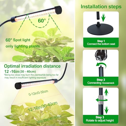 5Head Desk Grow Lights for Indoor Plant, Seed Starting, Bonsai - size: Desk 5Head 45W