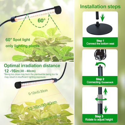 5Head Desk Grow Lights for Indoor Plant, Seed Starting, Bonsai - size: Desk 5Head 45W