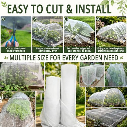 10Ft x 10Ft Garden Netting, Fine Mesh Insect Netting for Plant Protection - size: 10Ft x 10Ft