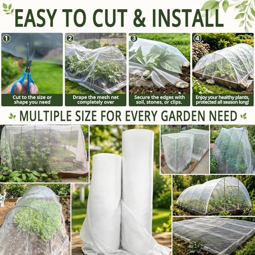 4Ft x 10Ft Garden Netting, Fine Mesh Insect Netting for Plant Protection - size: 4Ft x 10Ft