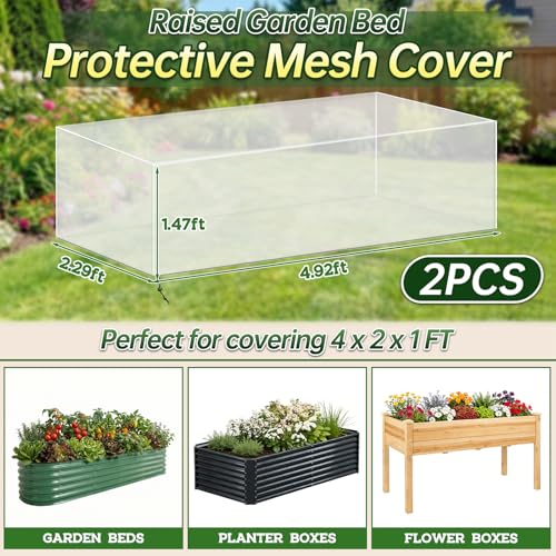 2 Pack Garden Netting for 4 x 2 x 1 FT Raised Beds