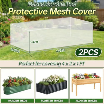 2 Pack Garden Netting for 4 x 2 x 1 FT Raised Beds
