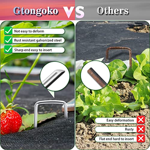 Gtongoko 120 Pack Landscape Staples 6 Inch, Galvanized Garden Stakes - size: 6 Inch