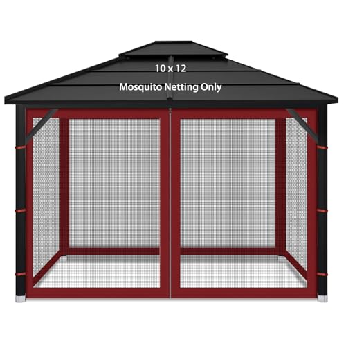 Gazebo Replacement Mosquito Netting for Patio, 10x12 ft, Red - color: Red, size: 10x12