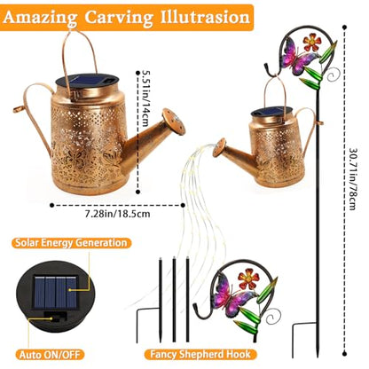 Solar Watering Can Lights, Butterfly Hanging Lantern Solar Lights Outdoor - style: Butterfly