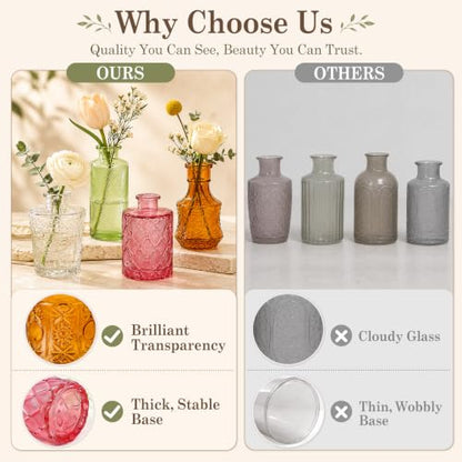 TBWIND 24pcs Colorful Glass Bud Vases Set - color: Multicoloured-24pcs, size: 24Pcs