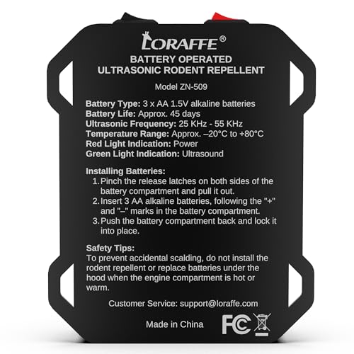 Loraffe Under Hood Animal Repeller Ultrasonic Rodent Repellent for Vehicle