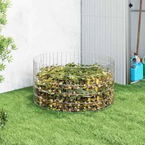 Galvanized Steel Mesh Compost Bin 39.4x19.7 Inch, Rustproof Garden Composter for Organic Waste Collection, Open Grid Design for Air Circulation, Includes Assembly Manual - size: Ø 39.4" x 19.7"