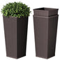Devoko Resin 24'' Tall Planters, Large Taper Outdoor Planter - color: Brown, size: 24" Set of 2