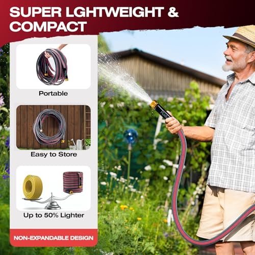 Flexible & Lightweight Garden Hose 25 FT - color: Gray/Red, size: 25 FT