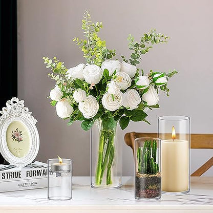 Homjoy Glass Cylinder Vase Sets 16 Pack (2.17x4, 2.56x6, 3.15x8, 3.55x10IN) - size: 16 Pack (4,6,8,10 Inch )