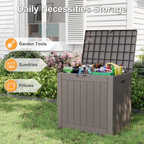 35 Gallon Outdoor Storage Box Waterproof Deck Box Patio Storage - color: Gray, style: 35Gallon-style2