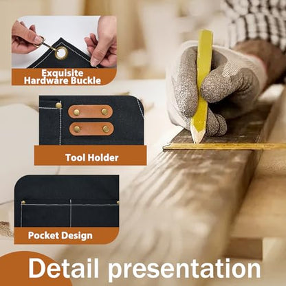 Woodworking Apron Heavy Wax Canvas Work Apron - color: Black