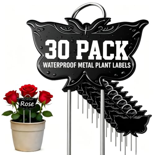 Metal Plant Labels for Outdoor Garden Waterproof 11-Inch 30 Pack - color: Black 30-pack