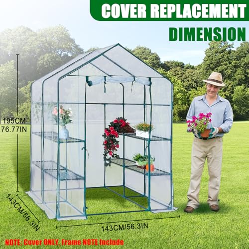 Walk-in Greenhouse Replacement Cover 56×56×76inch (Frame Not Included) - color: Transparent-56" x 56" x 76"(PVC)