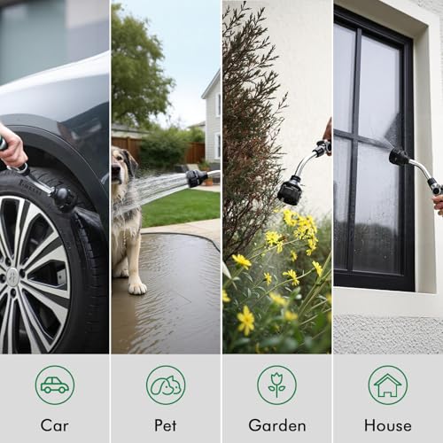 RESTMO 2-in-1 Watering Wand, Heavy Duty Metal Garden Hose Wand for Outdoor