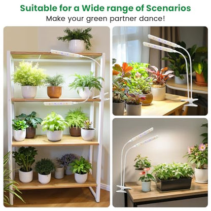 Aumtrly Plant Lights for Indoor Growing, 2 Head White Clip on Grow Lamp - color: White 1 Pack