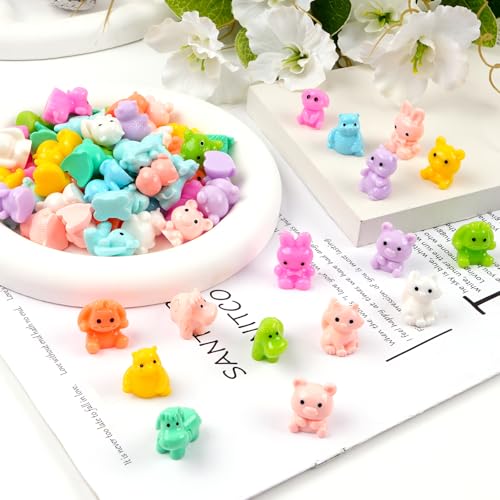 40PCS Mini Resin Animals Variety Pack, Tiny Resin Animal Figurines - color: Random Solid Color