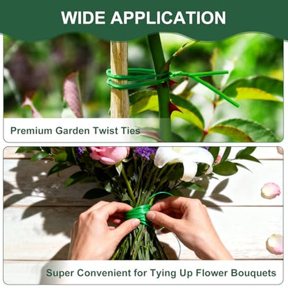 Twist Ties, 262 Feet Sturdy Garden Plant Ties with Built-in Cutter