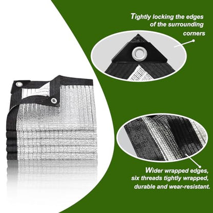 Shade Cloth-Thickened and Encrypted 80% Aluminum Shade Cloth for Greenhouse Balcony Garden,Outdoor Pergola,Lawn,Cars.Easy Hanging with Edges and Holes,Silver Heat Reflective Tarp - size: 10ft×26ft