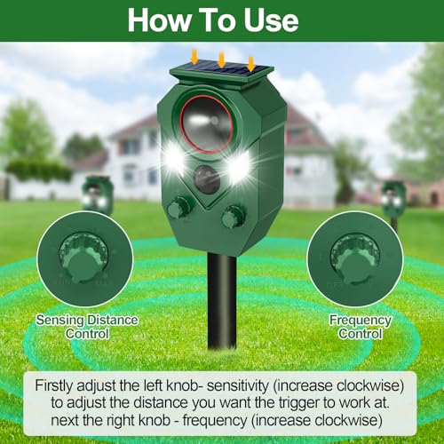 Solar Powered Ultrasonic Animal Repeller with PIR Sensor, 1 Pack