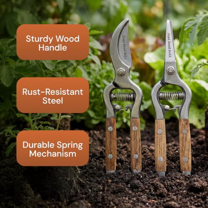 Garden Pruning Kit with Bypass Pruner & Precision Snips