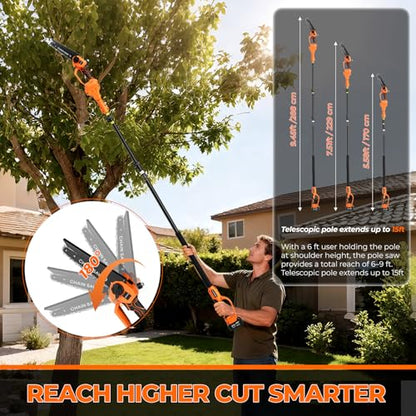 4-in-1 Cordless Brushless Mini Chainsaw for Tree Trimming, 8 inch