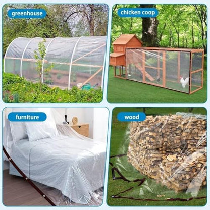 Clear Tarp - Heavy Duty Waterproof 8x10FT Plastic Tarps with Grommets Clear Vinyl Tarps for Outdoor Porches Transparent Tarpaulin for Patio Enclosure Roofs Greenhouse Plant Chicken Coop Cover - size: 8x10FT-1PCS