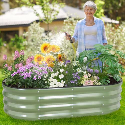 Galvanized Raised Garden Bed Outdoor, 4x2x1ft, Olive Green - color: Olive Green, size: 4×2×1ft (1 Pack)