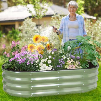 Galvanized Raised Garden Bed Outdoor, 4x2x1ft, Olive Green - color: Olive Green, size: 4×2×1ft (1 Pack)