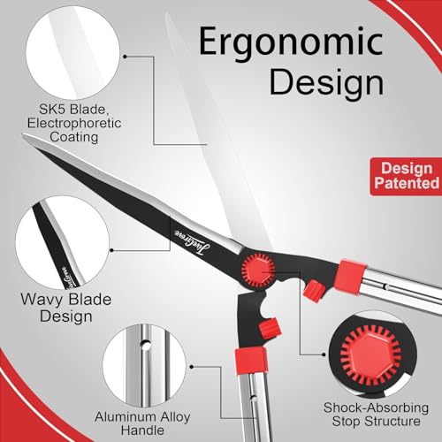 Telescopic Hedge Shears, SK5 Blades, Anti-Rust Coating
