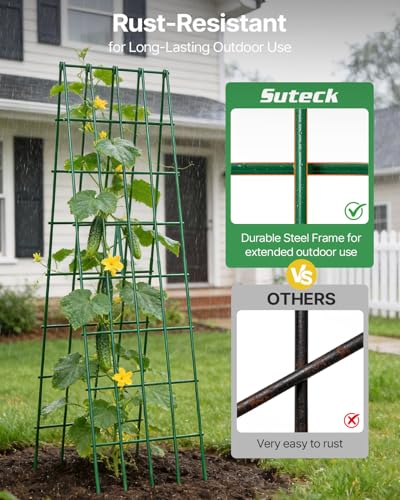 Suteck A-Frame Cucumber Trellis 59.4" 2 Pack, Foldable Metal - size: 59.4"