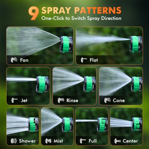 RESTMO Water Hose Nozzle Heavy Duty, Adjustable Garden Sprayer for Outdoor - color: Green