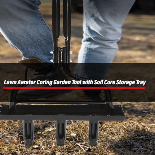 DOTCOM Lawn Aerator Coring Garden Tool with Soil Core Storage Tray