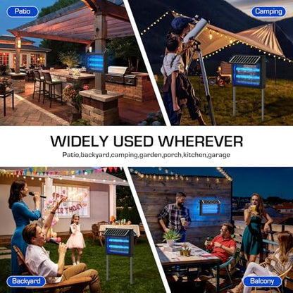 Solar Bug Zapper Outdoor with Dual Solar Panels, 4500V Mosquito Zapper - color: Black