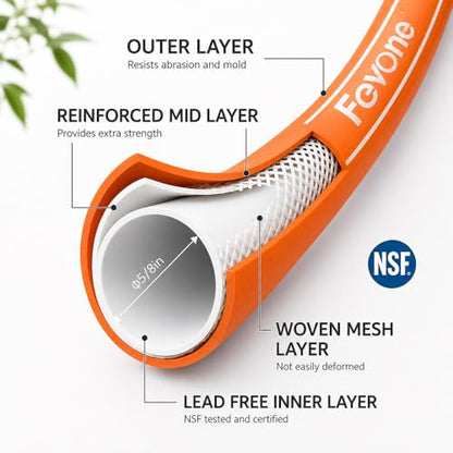 FEVONE Heavy Duty Garden Hose 35 ft, Hybrid Polymer Water Hose - size: 35' (feet)