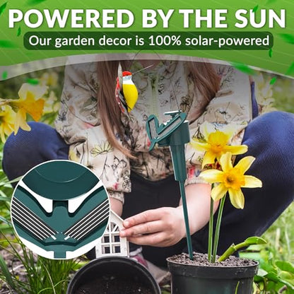 Solar Hummingbird Garden Stakes 3 Pcs, Fluttering Yard Decorations