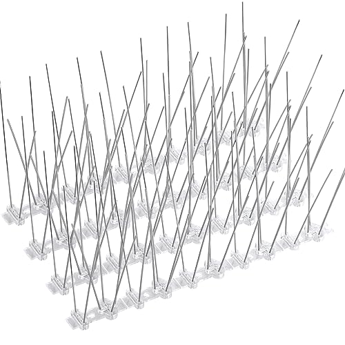 Boenoea Bird Spikes, Bird Devices Outdoor of Stainless Steel for Fence Windowsill Roof, Bird Deterrent Spikes with Plastic Base for Small Bird and Squirrels (3.3FT) - size: 3.3 Feet