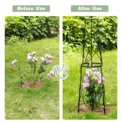 33.3"Metal Garden Obelisk Trellis,Obelisk for Potted Climbing Vines
