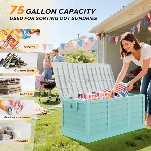 VINGLI 75 Gallon collapsible Outdoor Storage Box - color: Green