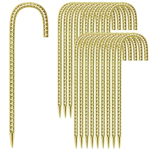 20 Pack 12 Inch Rebar Stakes Anti-Rust Galvanized Steel J Shape Hook Strong Ground Anchors for Tents, Position Kits, Fences, Trampolines Landscape Fabric for Farm Garden - color: J-12'' 6mm 20pcs GD