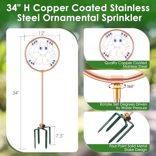 34" Ornamental Sprinkler, 360° Rotating, Frog - style: Frog