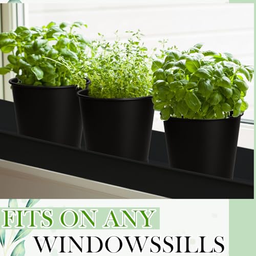 FoldTier 2 Sets Indoor Herb Garden Planter Kit with 10 Metal Pots, Black - color: Black
