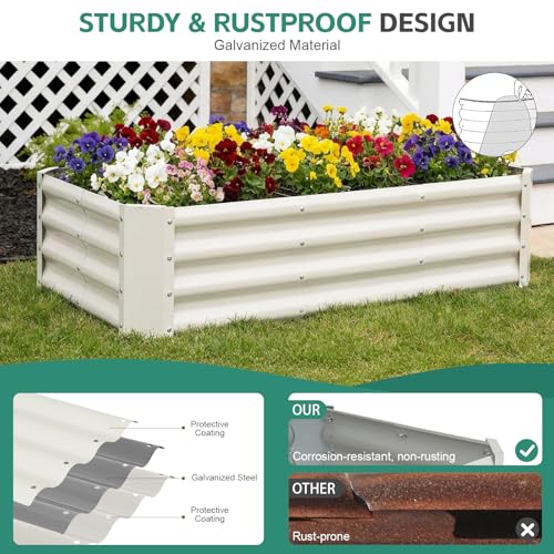 Galvanized Steel Raised Garden Bed, 4x2x1ft, White - color: White, size: 4×2×1 ft (1 Pack)