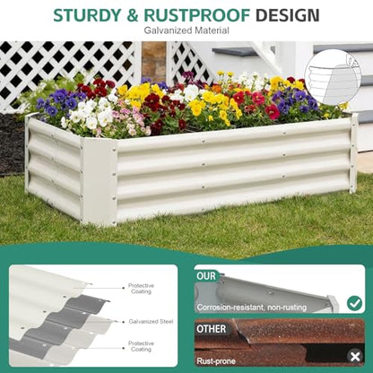 Galvanized Steel Raised Garden Bed, 4x2x1ft, White - color: White, size: 4×2×1 ft (1 Pack)