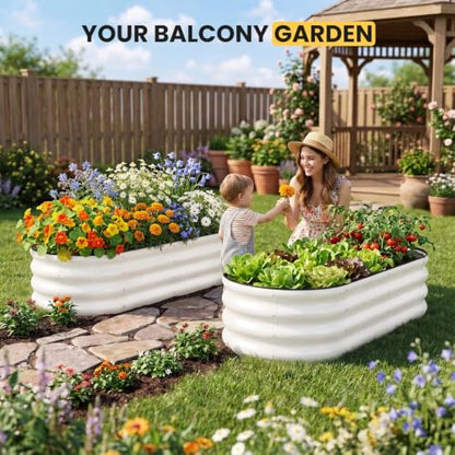 Galvanized Raised Garden Bed Outdoor, 4x2x1FT Planter Box, White - color: White, size: 4x2x1FT(2PCS)